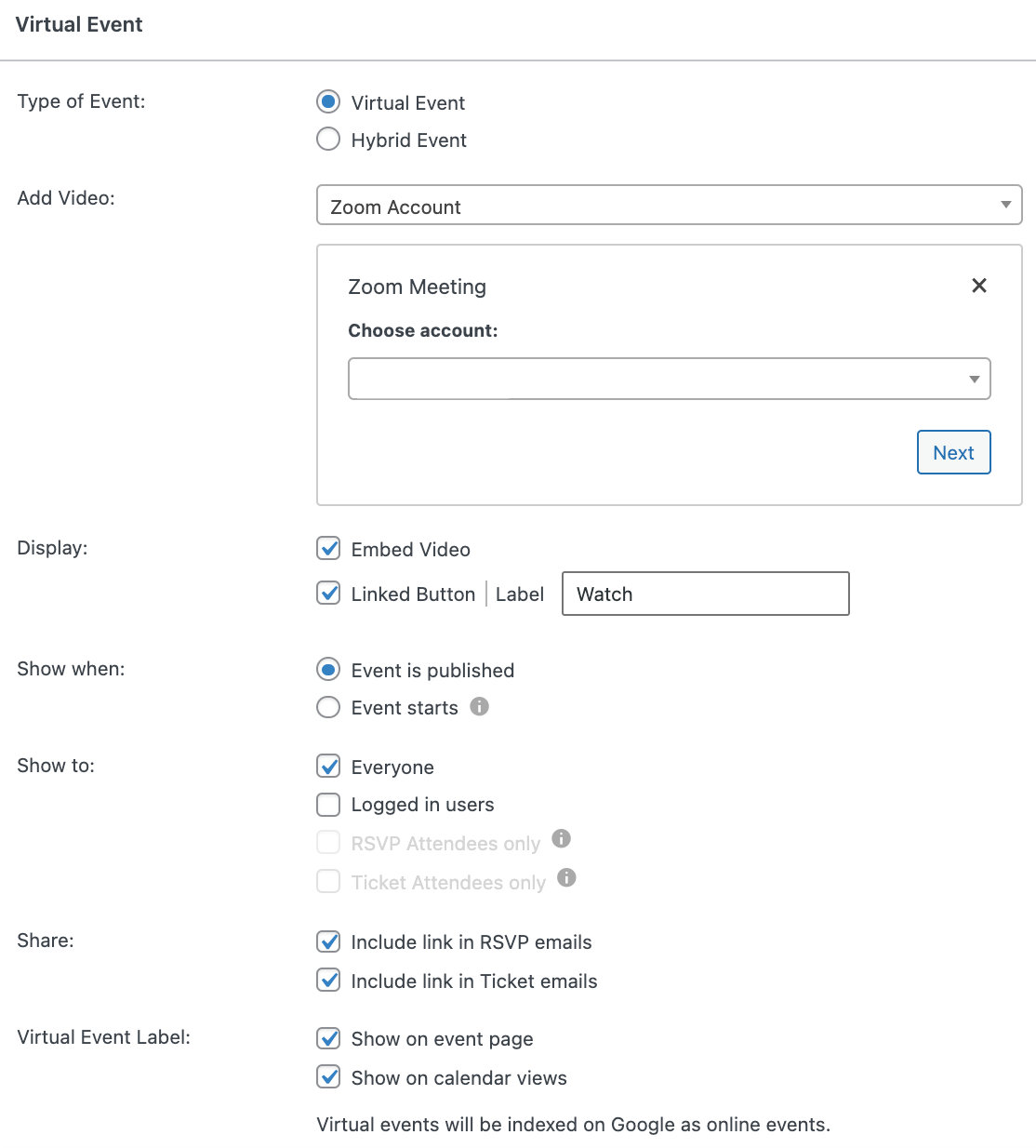 Generate zoom meeting from the WordPress backend