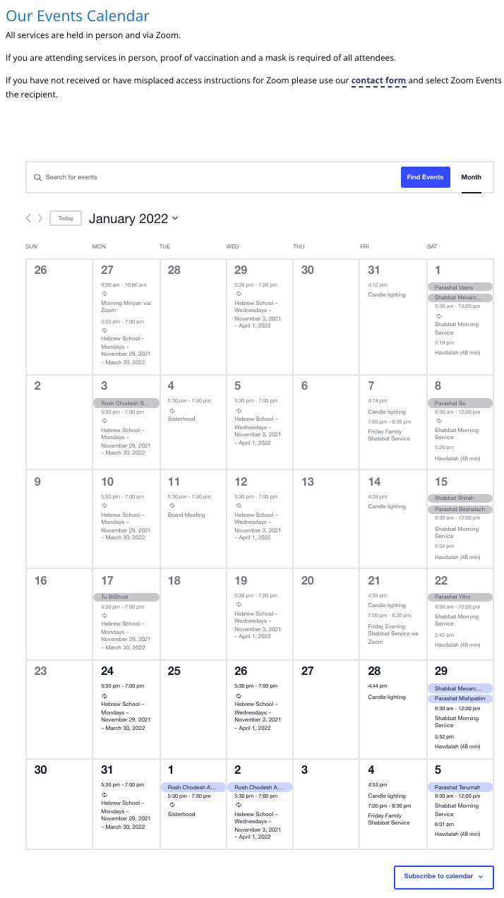 Featured Calendar Month View calendar with The Events Calendar
