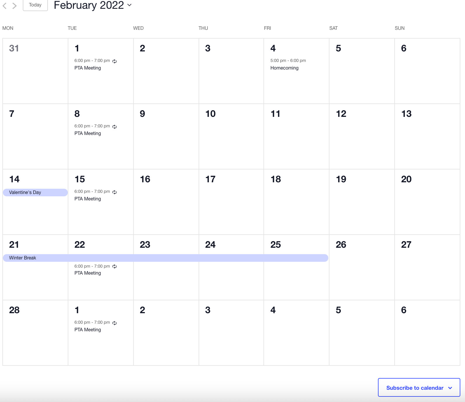 The Events Calendar plugin for your school WordPress website