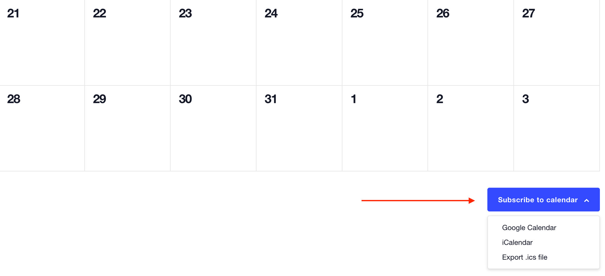 Subscribe to Calendar feature with The Events Calendar