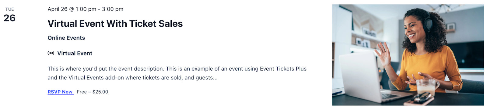 Virtual Events plugin in action