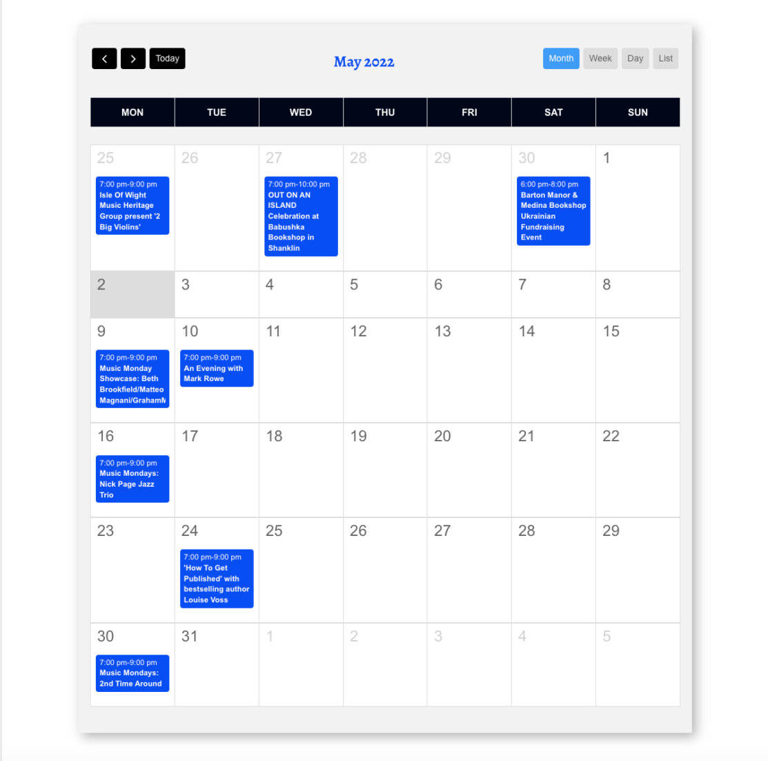 Featured Calendar Medina The Events Calendar