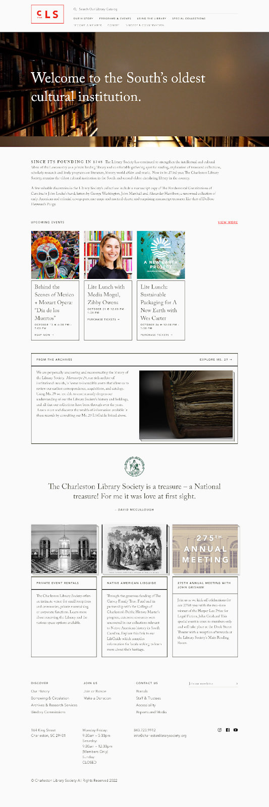 Charleston Library Society homepage