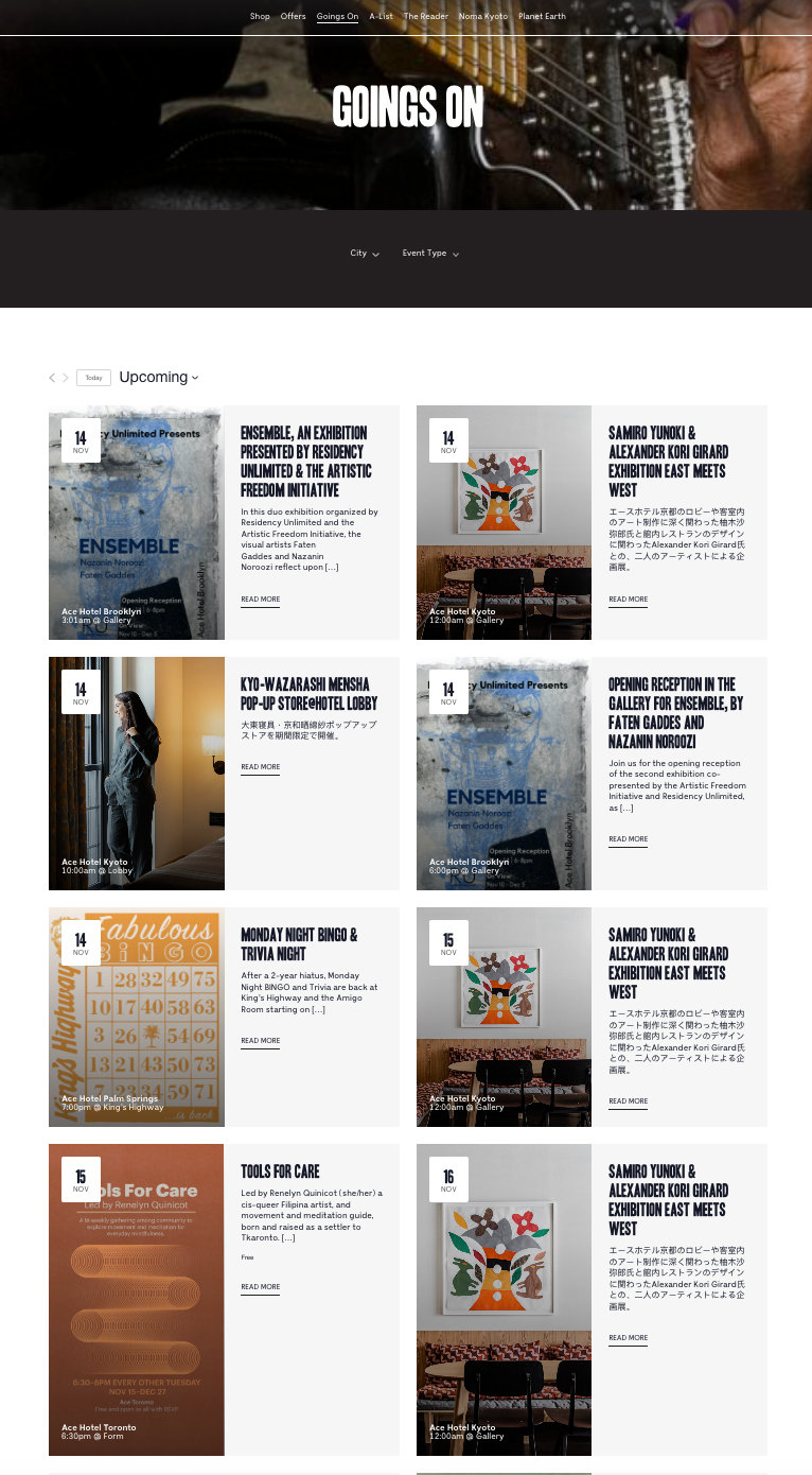 Featured Calendar: Ace Hotel | The Events Calendar Featured Calendar: Ace Hotel | The Events Calendar