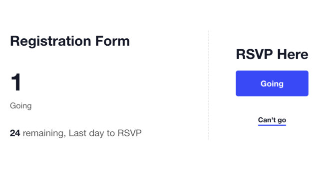 rsvp form front end view