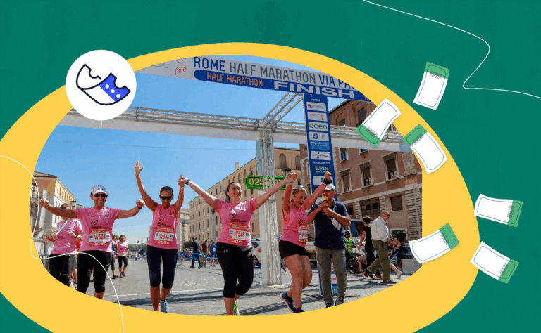 Group of people completing a marathon