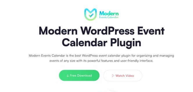 Modern Events Calendar landing page.