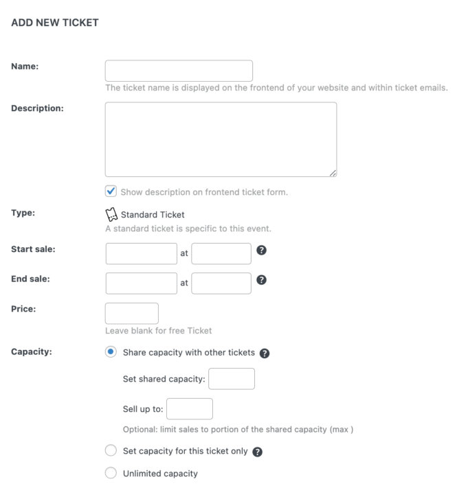 Add a new ticket to an event