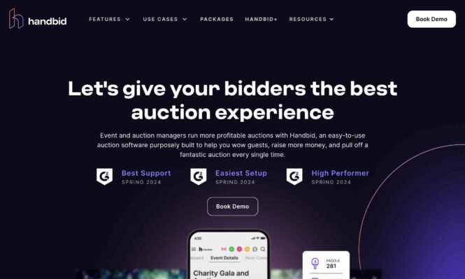 Handbid landing page