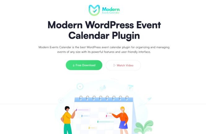 Modern Events Calendar homepage.