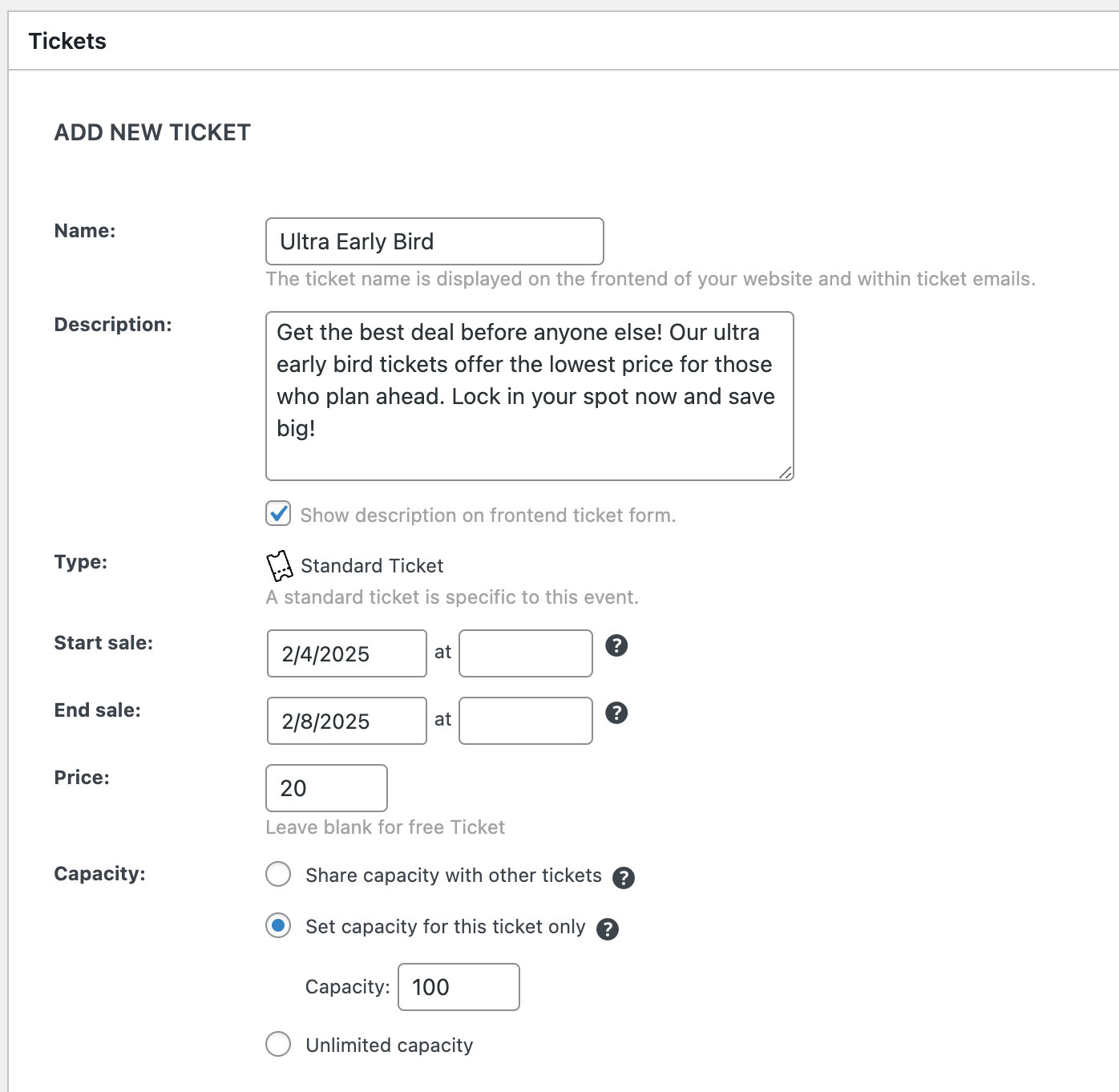 Setting up tiered tickets with Event Tickets Plus