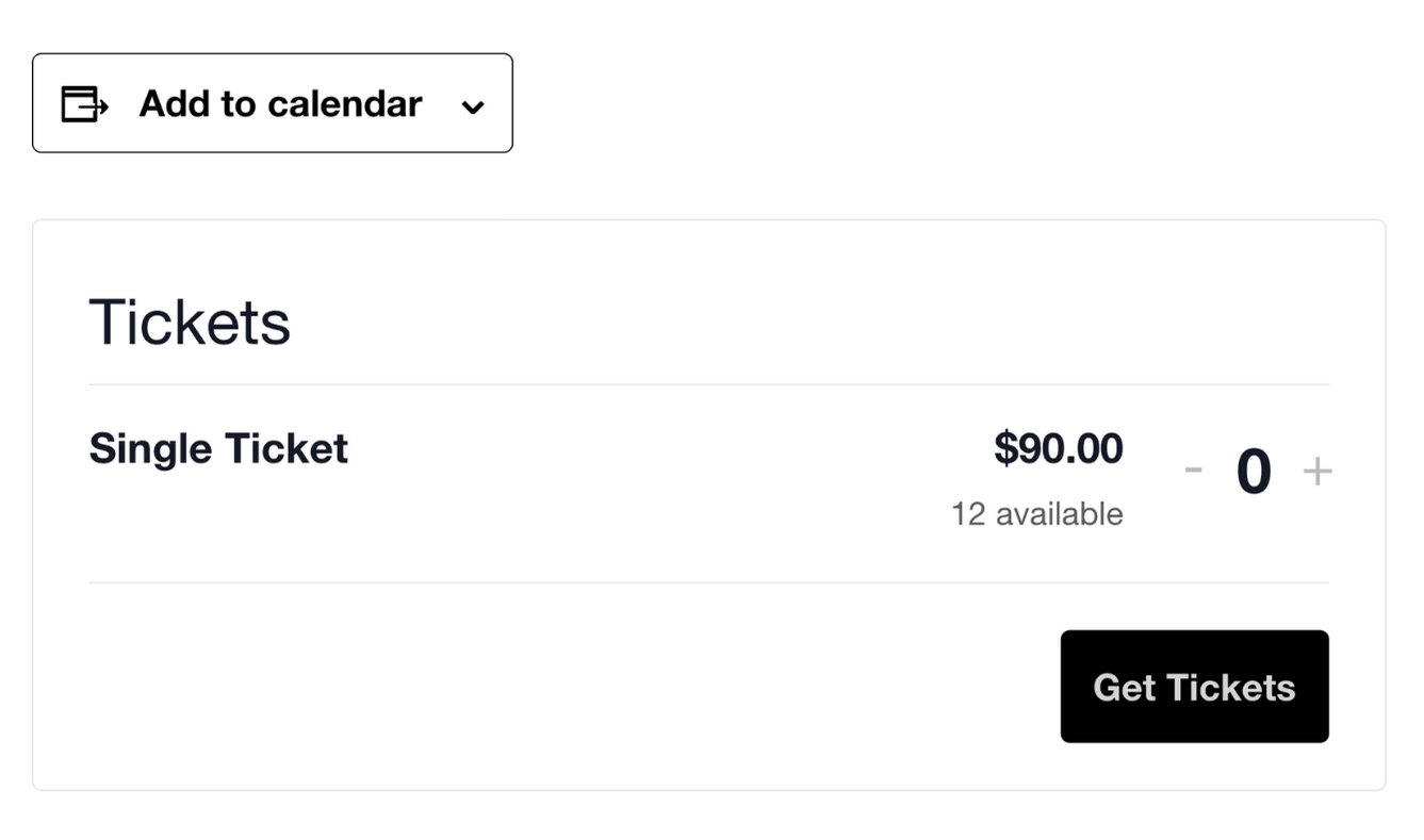Screenshot of the ticket purchase section on the single event page.